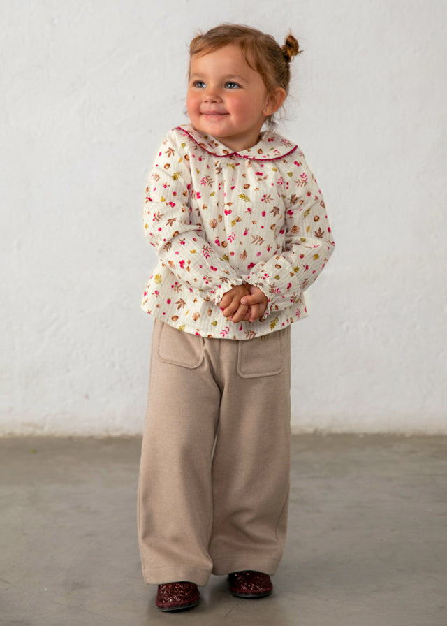 Blusa plana textura bebé niña