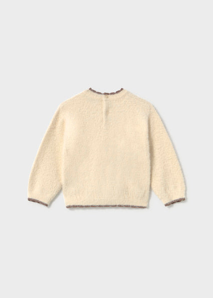 Jersey pelo osita con botones traseros en nuca bebe niña.