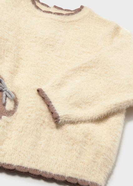 Jersey pelo osita con botones traseros en nuca bebe niña.