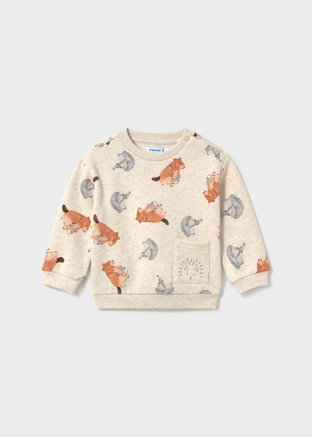 Sudadera sin capucha zorritos, bebé niño.
