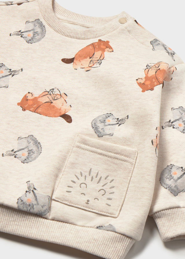Sudadera sin capucha zorritos, bebé niño.