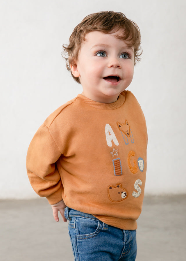 Susadera  sin capucha letras, bebé niño.