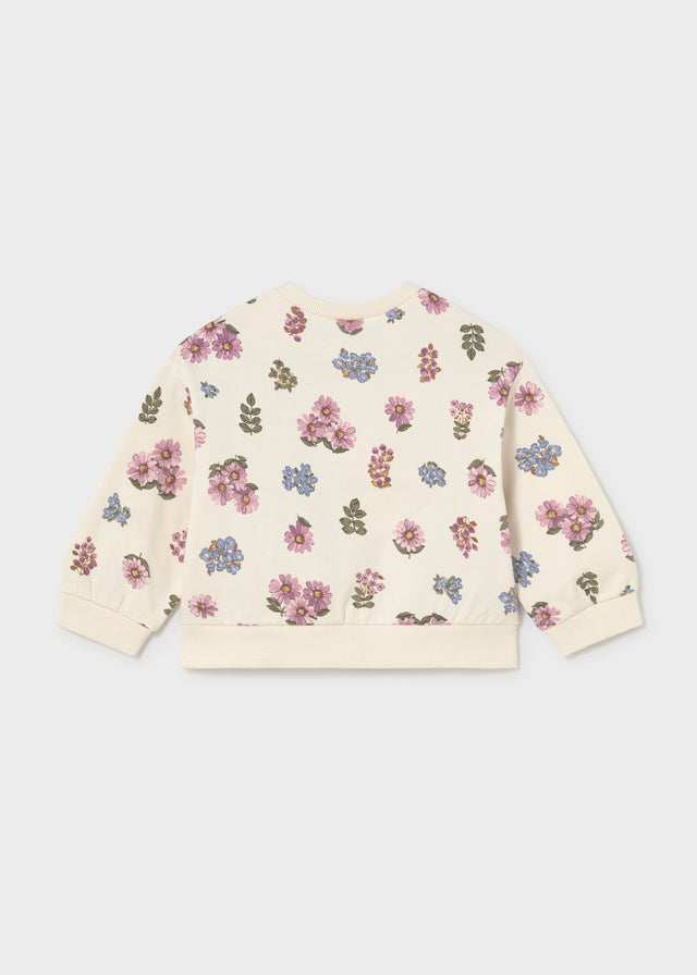 Sudadera flores cuello redondo bebé niña