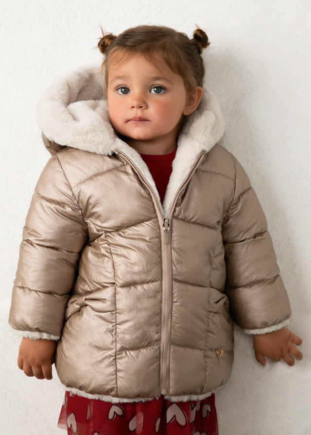 Chaqueton reversible pelo bebé niña.