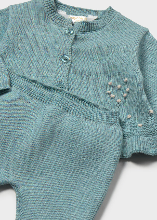 Conjunto polainas y rebeca bebé niña