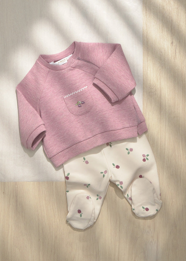 Conjunto jersey y polainas bebe niña.