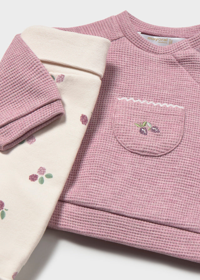 Conjunto jersey y polainas bebe niña.