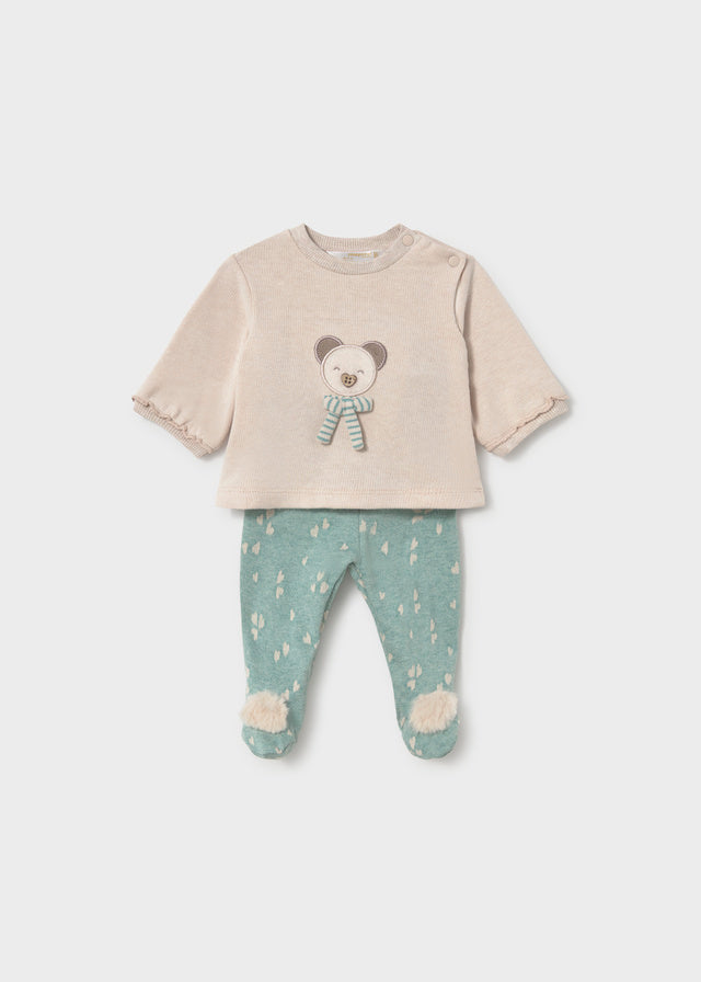 Conjunto polaina osito bebé niña