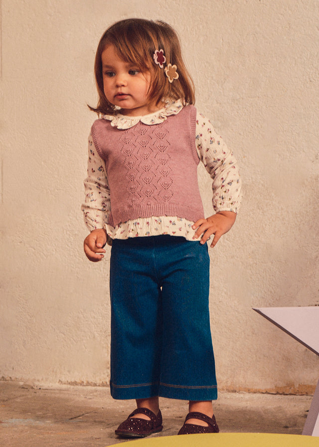 Conjunto pantalon chaleco unido bebé niña
