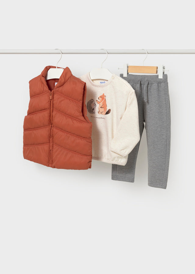 Conjunto chaleco sudadera y pantalón bebé niño