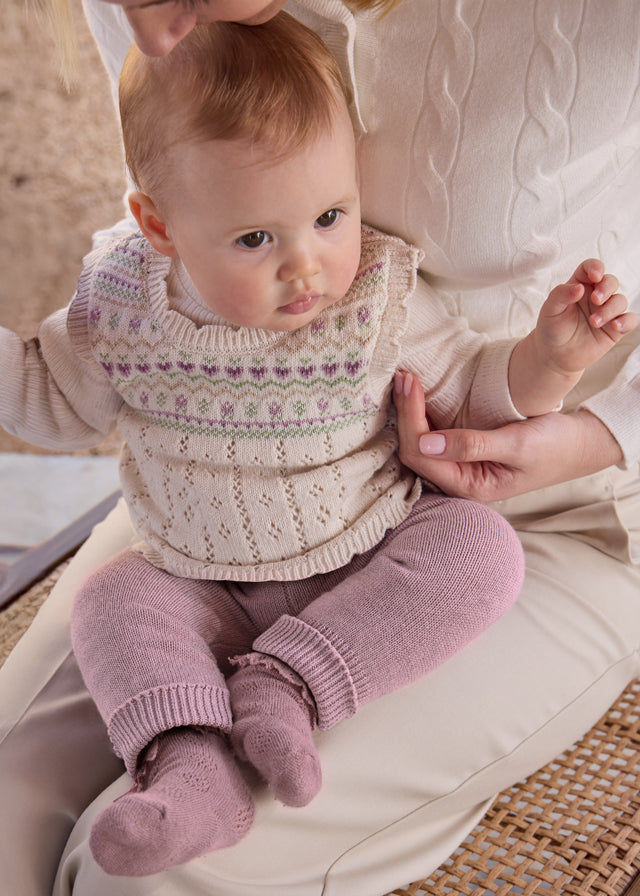 Conjunto leggings tricot bebé niña
