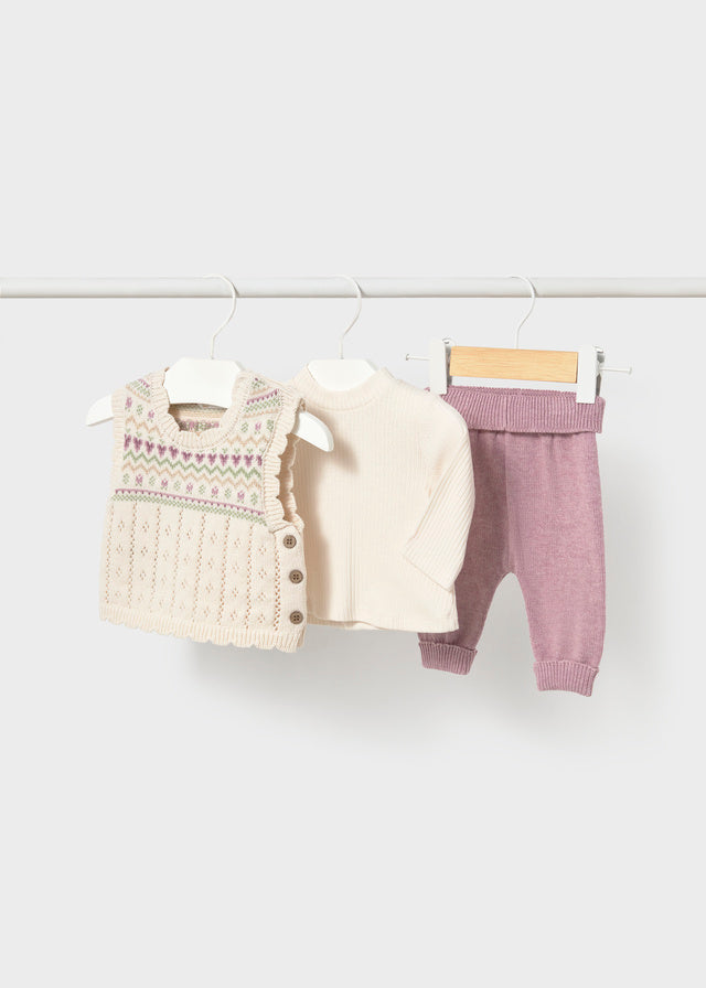 Conjunto leggings tricot bebé niña