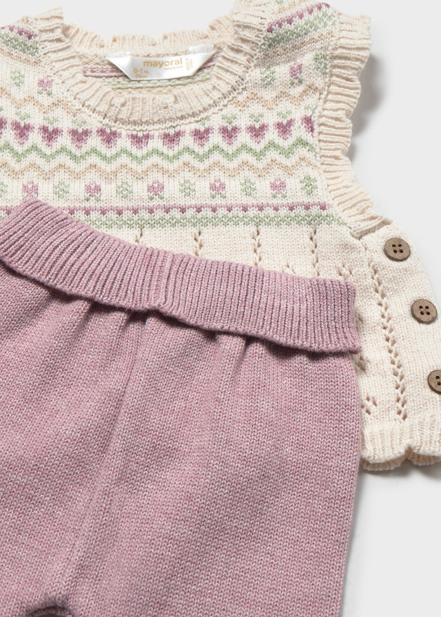 Conjunto leggings tricot bebé niña