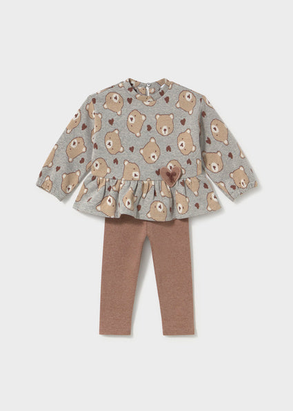 Conjunto leggings y sudadera con volante y corazon bebe niña.