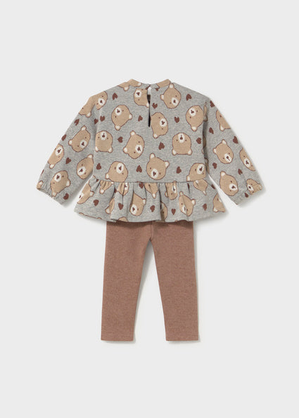 Conjunto leggings y sudadera con volante y corazon bebe niña.