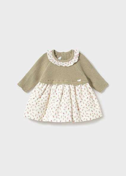 Vestido tricot combinado bebé niña