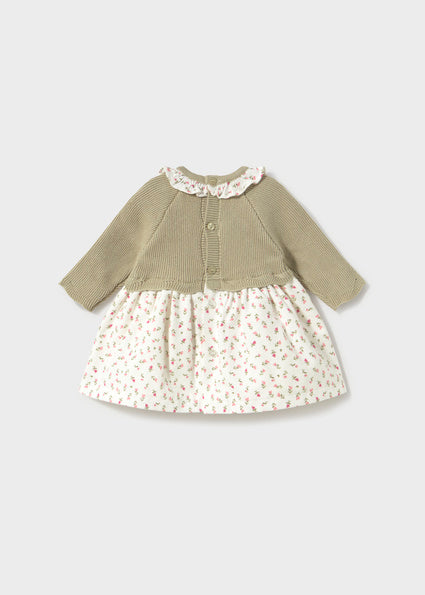 Vestido tricot combinado bebé niña