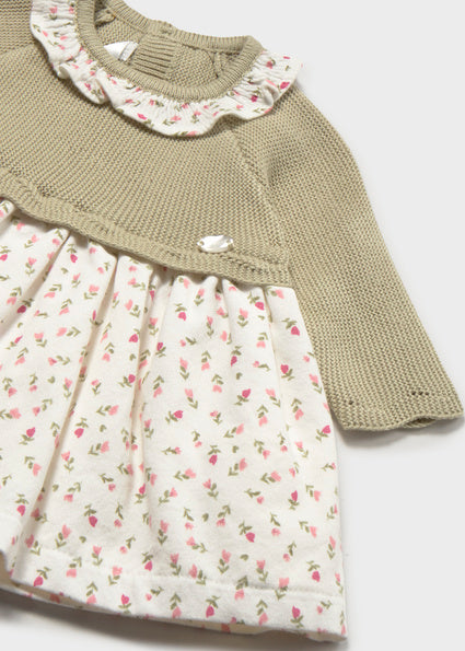 Vestido tricot combinado bebé niña