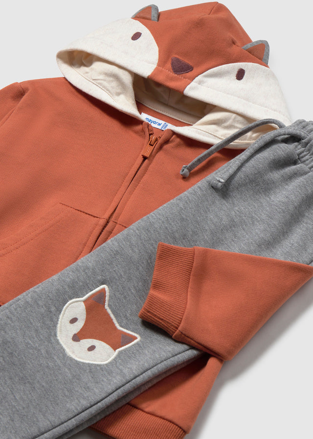 Conjunto  tres piezas: camiseta, pantalón y sudadera zorrito, bebé niño.