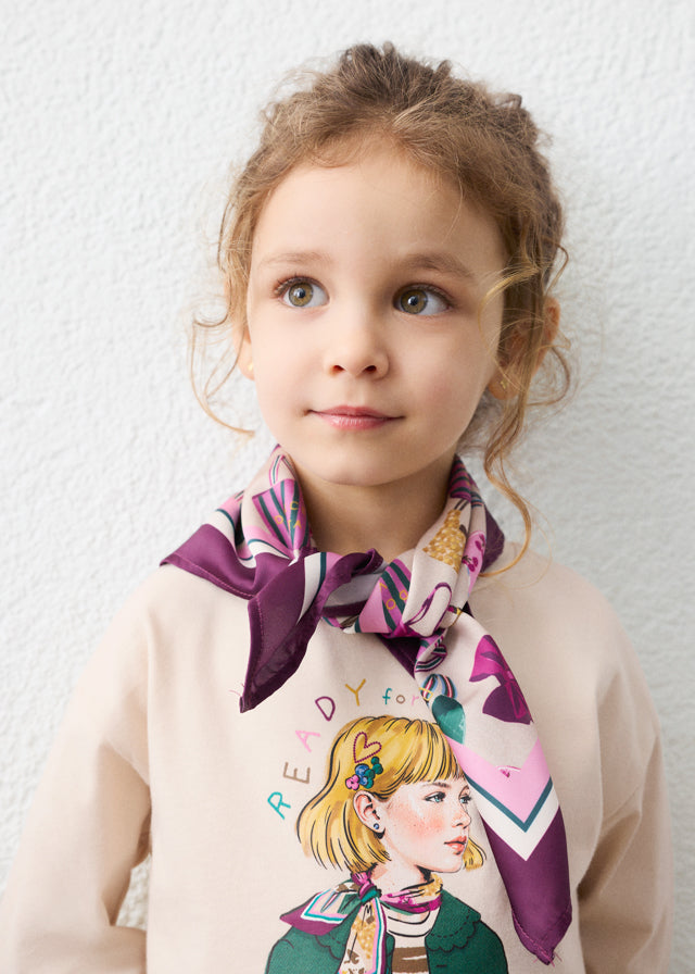 Camiseta manga larga + pañuelo, niña.