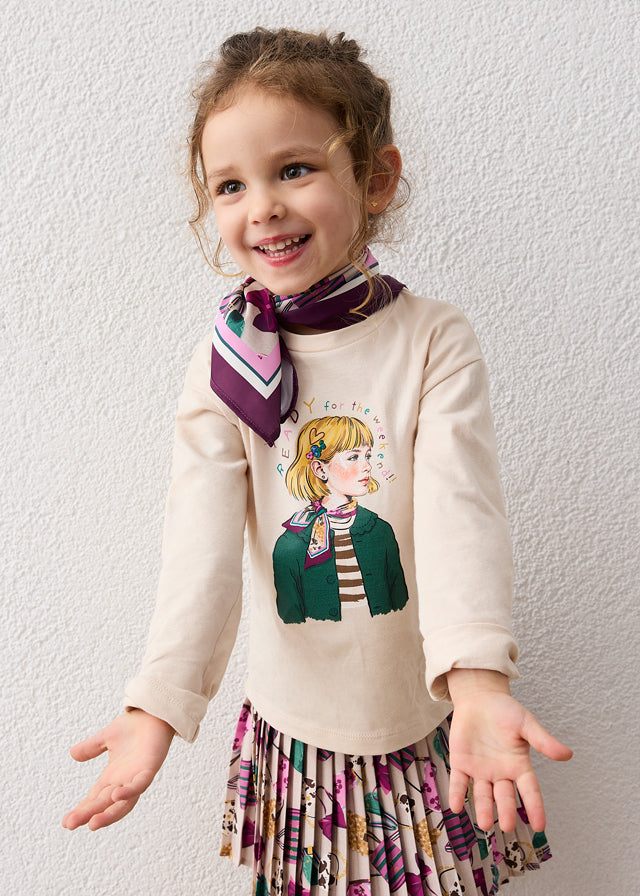 Camiseta manga larga + pañuelo, niña.