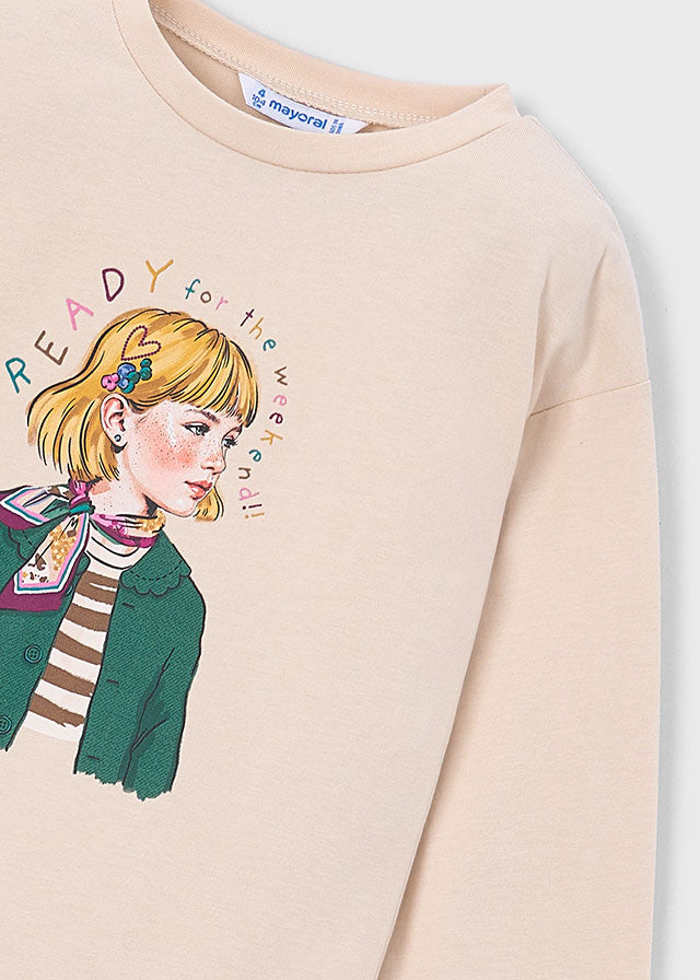 Camiseta manga larga + pañuelo, niña.