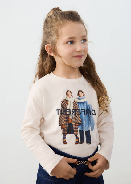 Camiseta estampado gráfico manga larga niña.