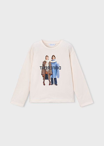 Camiseta estampado gráfico manga larga niña.