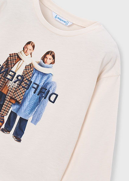 Camiseta estampado gráfico manga larga niña.