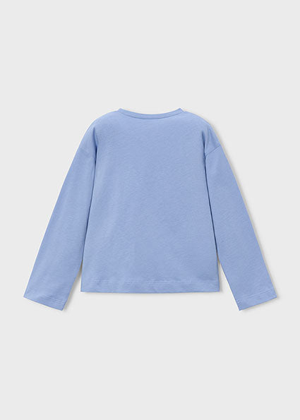 Camiseta manga larga bolsillo tricot niña.