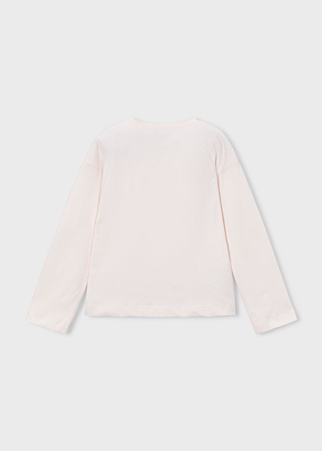 Camiseta manga larga detalle lazo, niña.