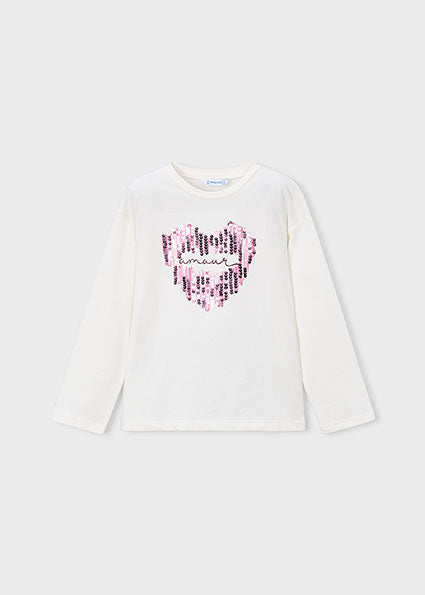 Camiseta manga larga Motivo corazón amour