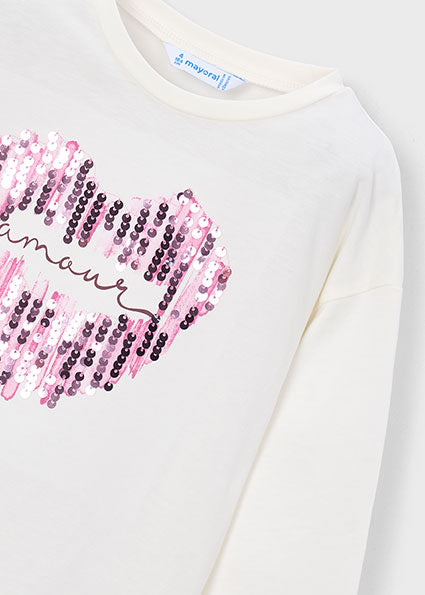 Camiseta manga larga Motivo corazón amour