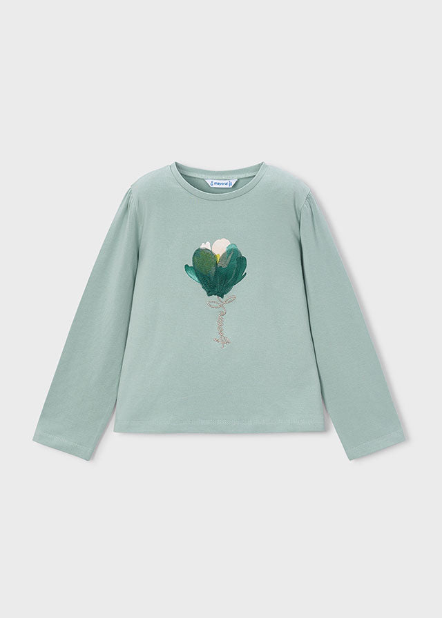Camiseta manga larga aplique 3D niña