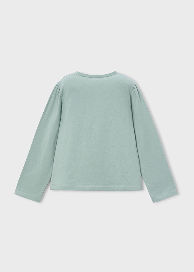 Camiseta manga larga aplique 3D niña