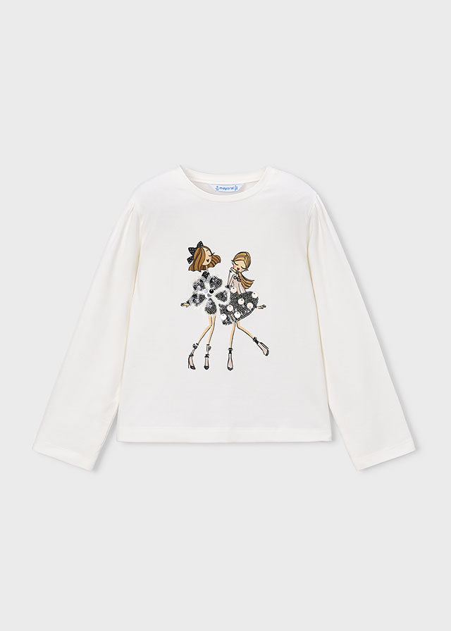 Camiseta manga larga vestir niña