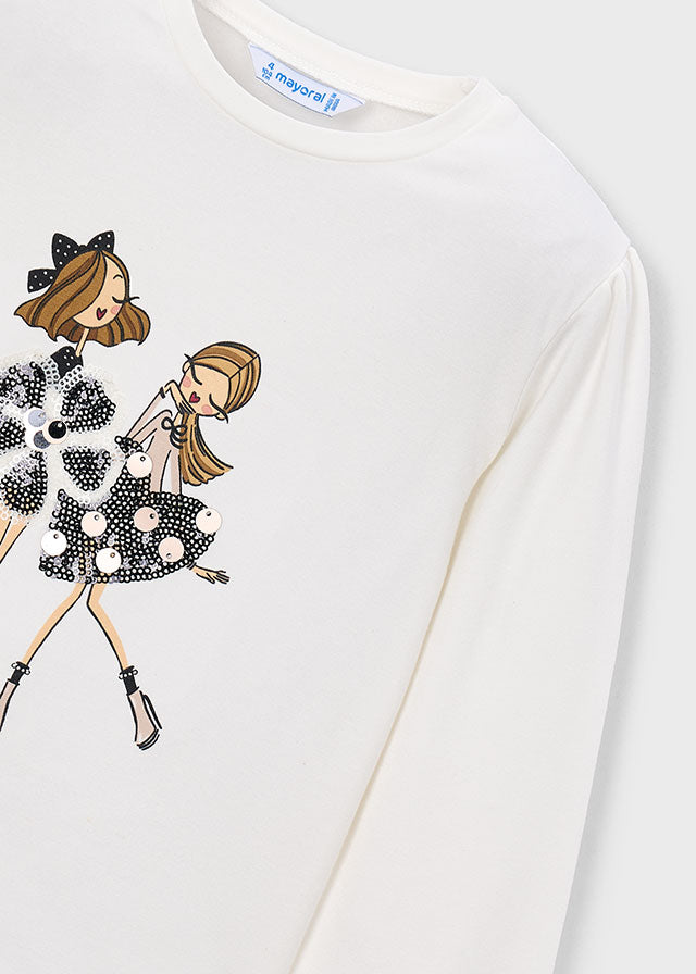 Camiseta manga larga vestir niña