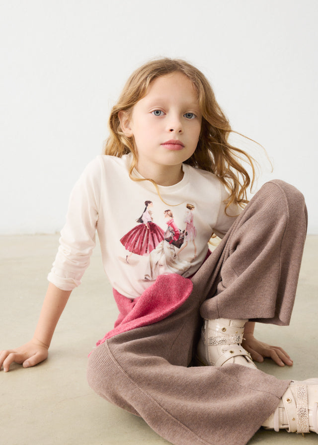 Camiseta manga larga vestir niña