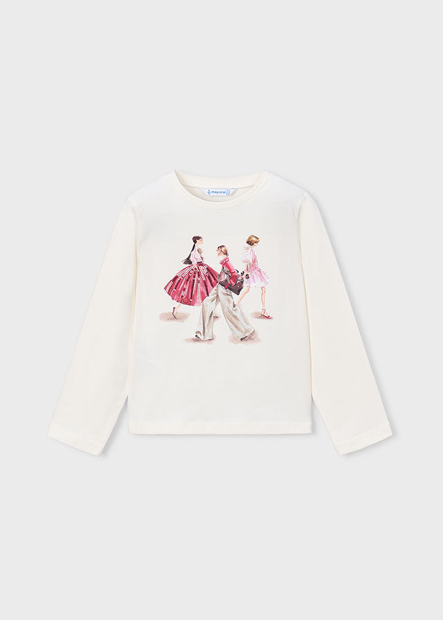 Camiseta manga larga vestir niña