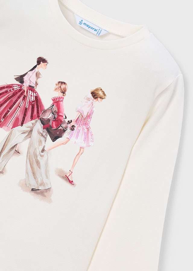 Camiseta manga larga vestir niña