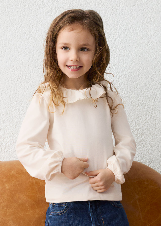 Blusa cuello volante niña