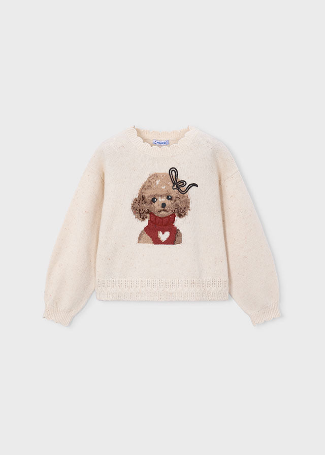 Jersey tricot caniche integrado, niña.