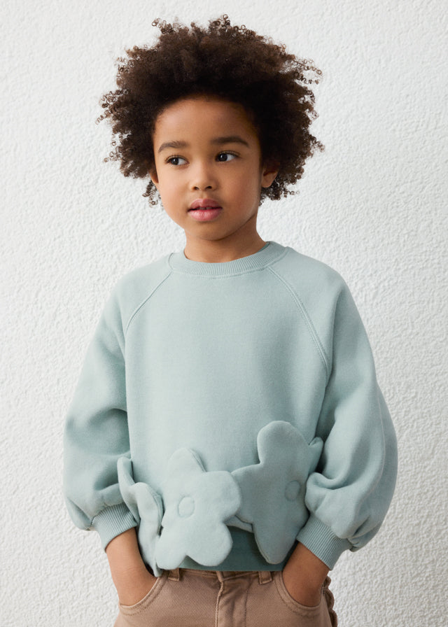 Sudadera flores aplique niña