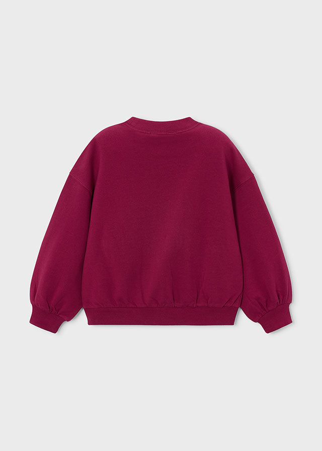 Jersey cuello redondo bordado cerezas, niña.