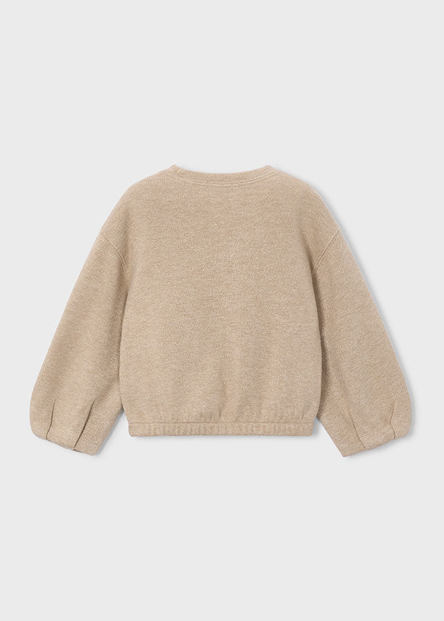 Sudadera de punto jaspeado con aplique de perrito niña