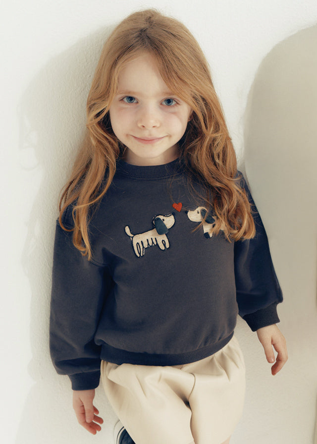 Sudadera sin capucha con apliques, niña.