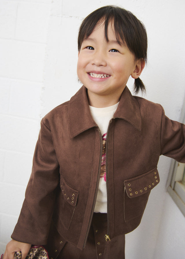 Chaqueta antelina doble cara niña