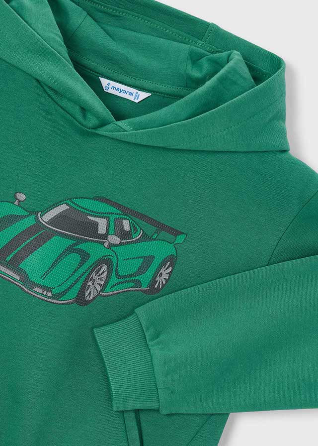 Sudadera con capucha estampado relieve, niño.