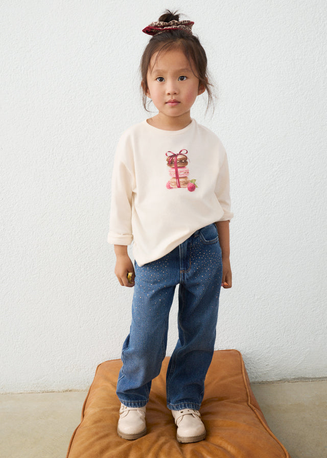 Pantalon largo denim fantasia niña