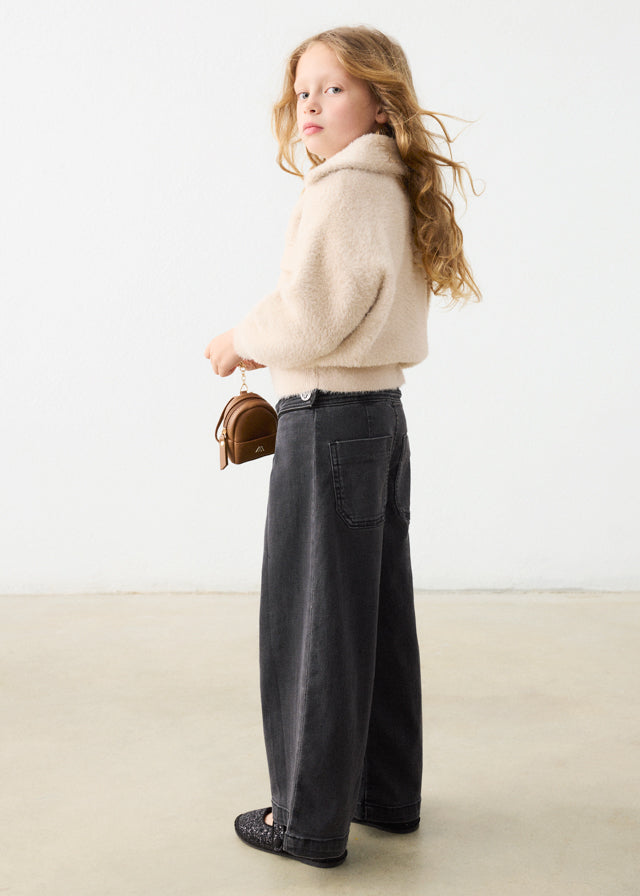 Pantalon tejano pata ancha, niña.